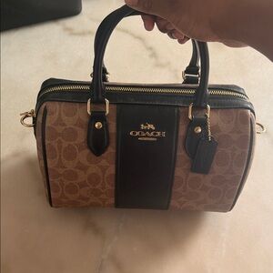 Coach Tan and Black Signature Satchel